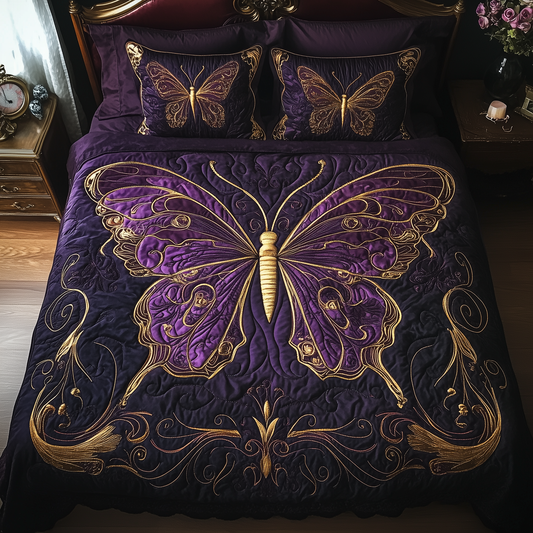 Midnight Butterfly 3-Piece Quilted Bedding Set GFTOTL1265