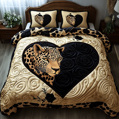 Leopard Heart 3-Piece Quilted Bedding Set GFTOTL1370