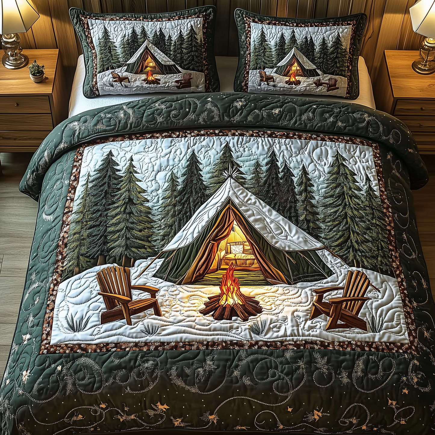Peaceful Camping Life 3-Piece Quilted Bedding Set GFTOTL1538
