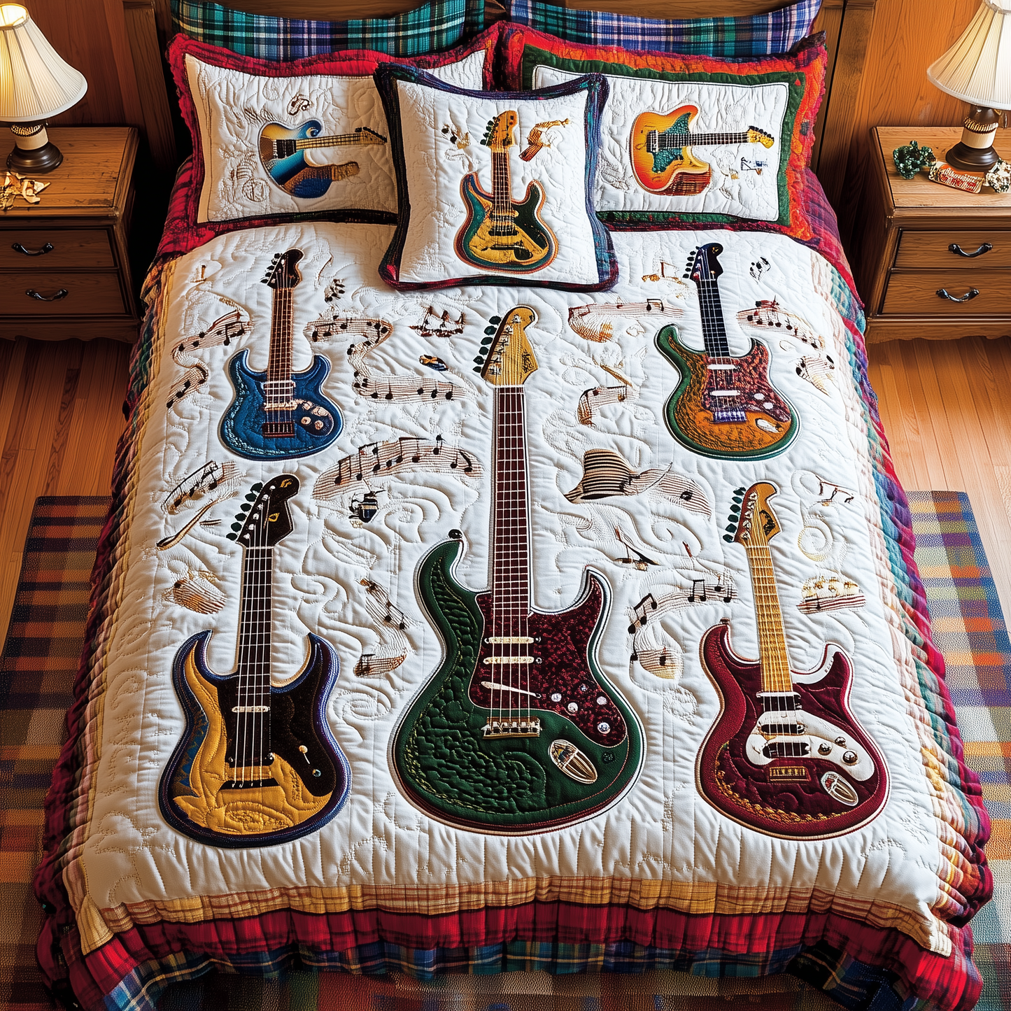 Electric Guitar Collection 3-Piece Quilted Bedding Set GFTOTL1683