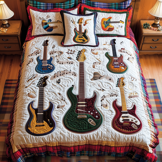 Electric Guitar Collection 3-Piece Quilted Bedding Set GFTOTL1683