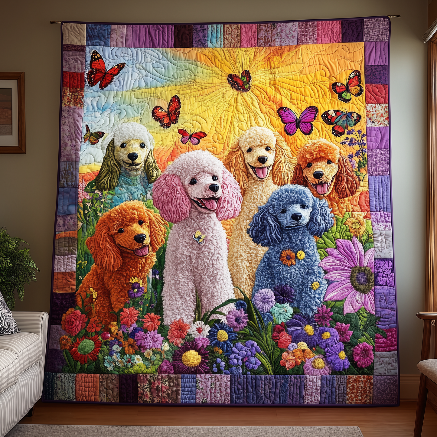 Whimsical Poodle Quilted Blanket GFTOTL1813