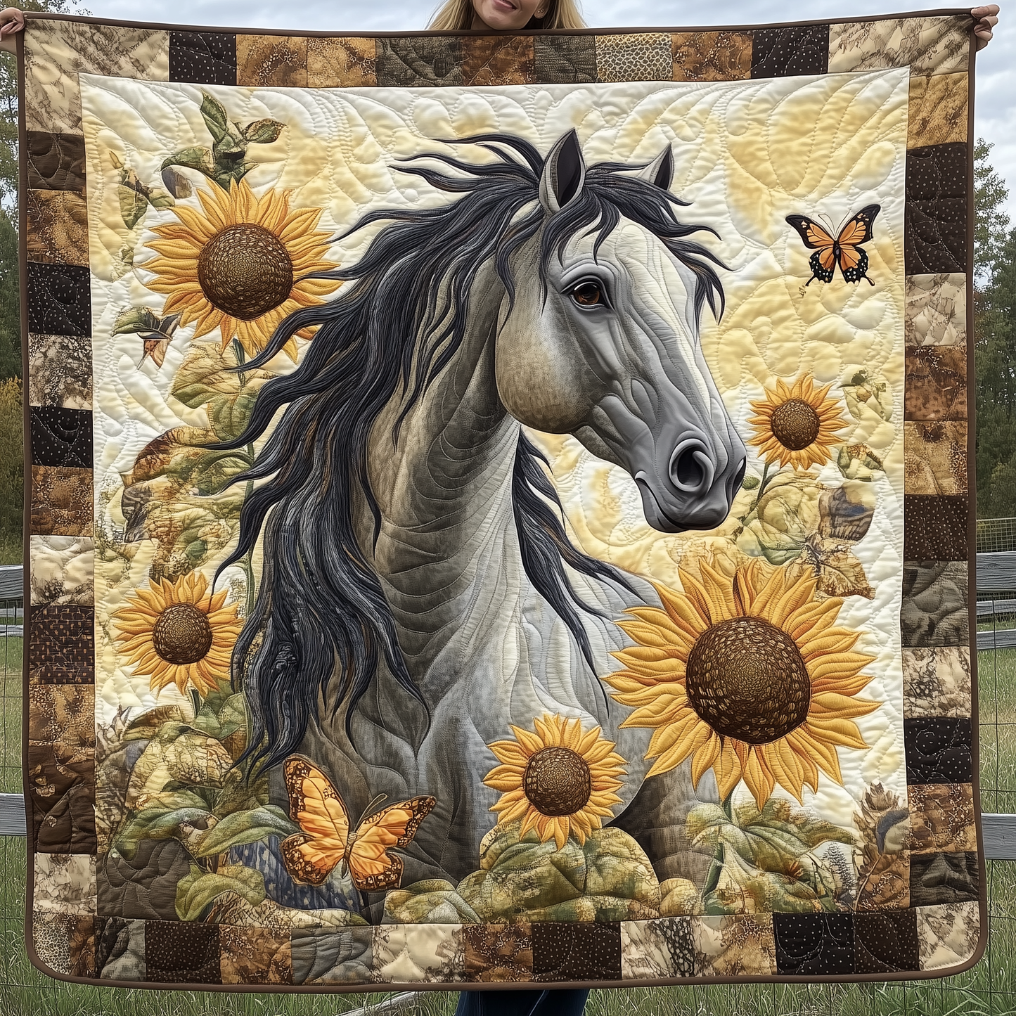 The Strong and Brave Horse Quilted Blanket GFTOTL1904