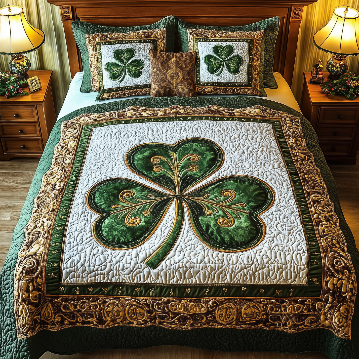 Celtic Shamrock 3-Piece Quilted Bedding Set GFTOTL2172