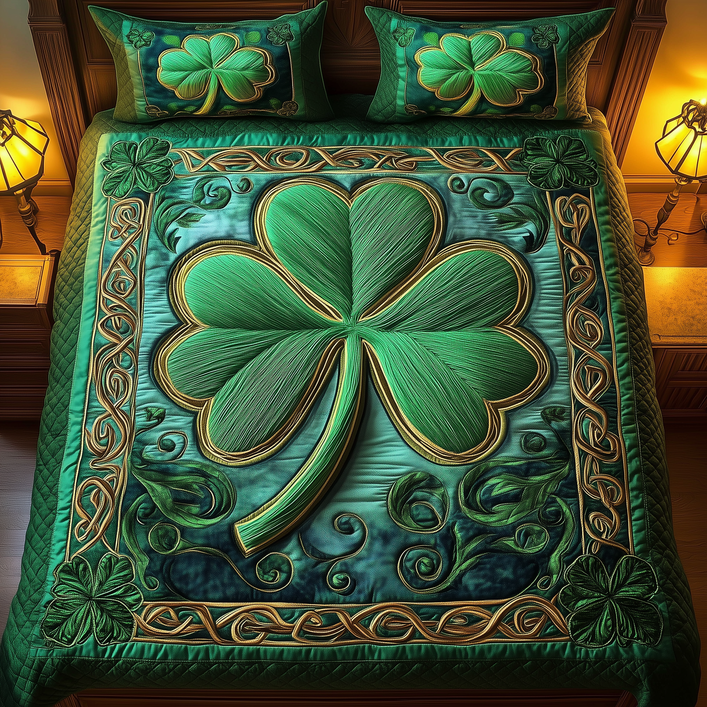 Celtic Shamrock 3-Piece Quilted Bedding Set GFTOTL2175