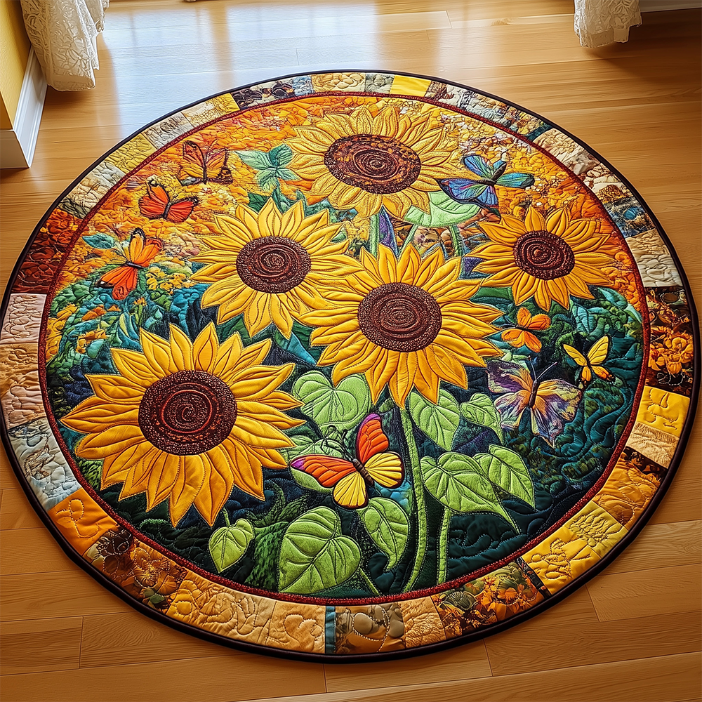 Sunflower Butterfly Quilted Round Mat GFTOTL2242