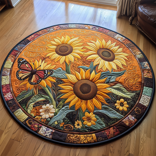 Sunflower Butterfly Quilted Round Mat GFTOTL2244