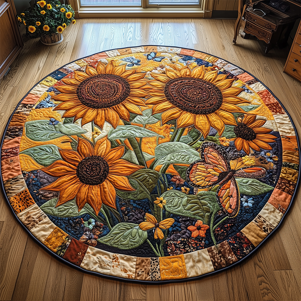 Sunflower Butterfly Quilted Round Mat GFTOTL2245