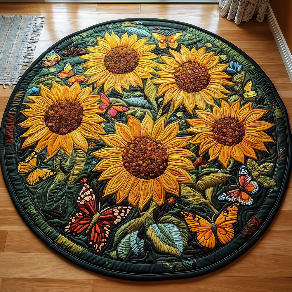 Sunflower Butterfly Quilted Round Mat GFTOTL2248
