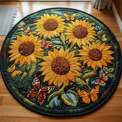 Sunflower Butterfly Quilted Round Mat GFTOTL2248