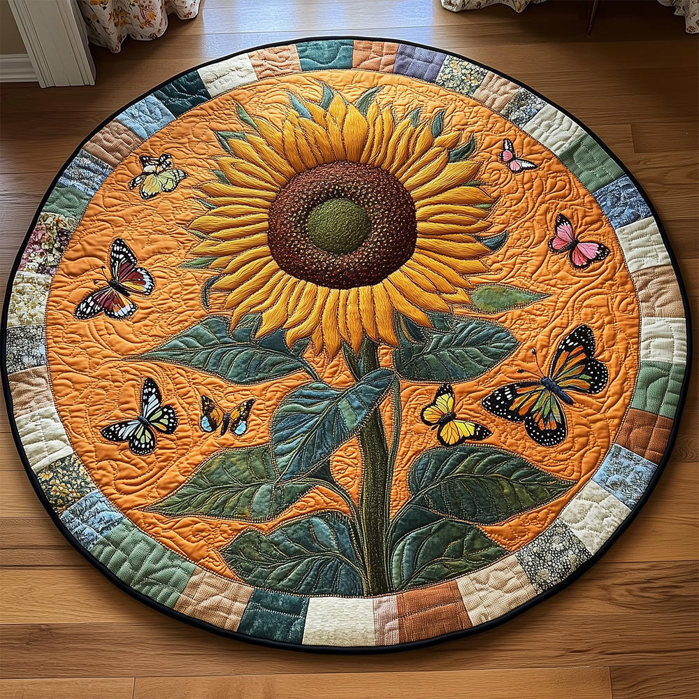Sunflower Butterfly Quilted Round Mat GFTOTL2251