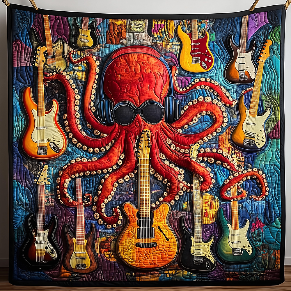 Octopus Guitar Quilted Blanket GFTOTL2295