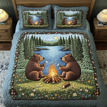 Camping Bear 3-Piece Quilted Bedding Set GFTOTL2366
