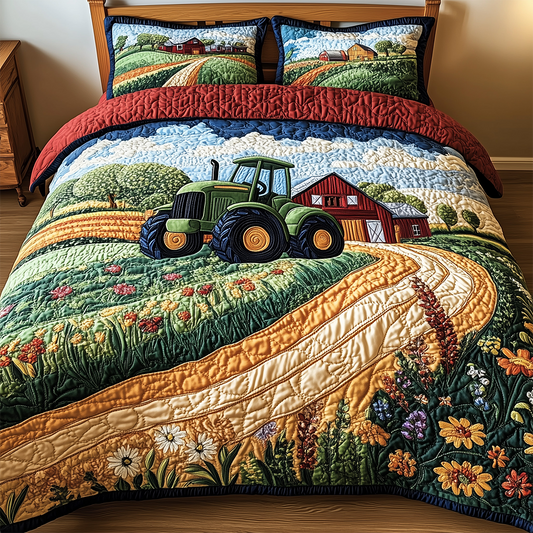 Tractor 3-Piece Quilted Bedding Set GFTOTL2410