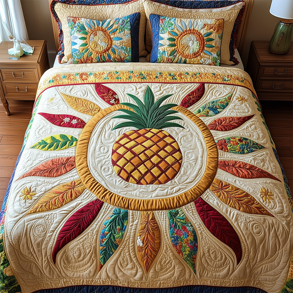 Pineapple 3-Piece Quilted Bedding Set GFTOTL2476