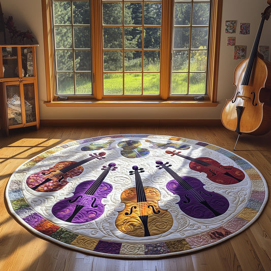 Vivid Purple Violins Quilted Round Mat GFTOTL2577