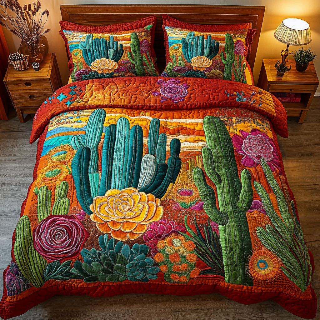 Desert Southwest Blooming 3-Piece Quilted Bedding Set GFTOTL2686