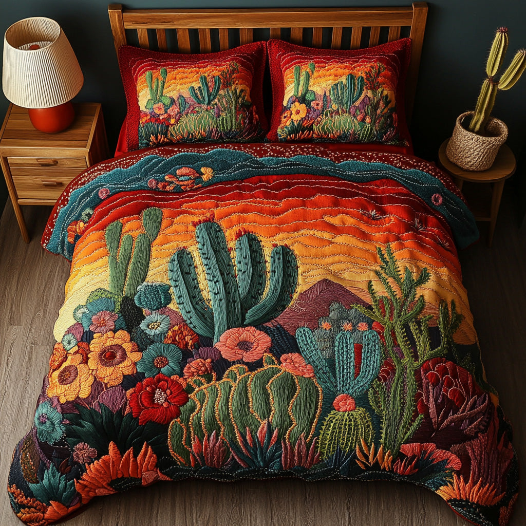 Desert Southwest Blooming 3-Piece Quilted Bedding Set GFTOTL2687
