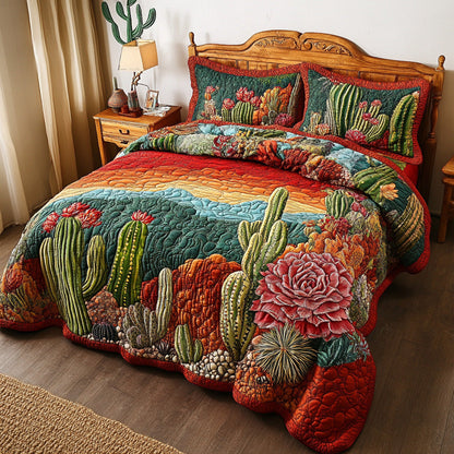 Desert Southwest Blooming 3-Piece Quilted Bedding Set GFTOTL2692