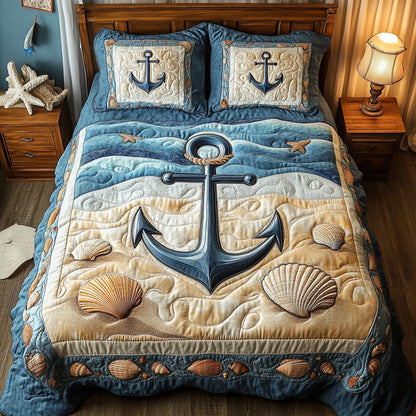 Nautical Anchor 3-Piece Quilted Bedding Set GFTOTL2773