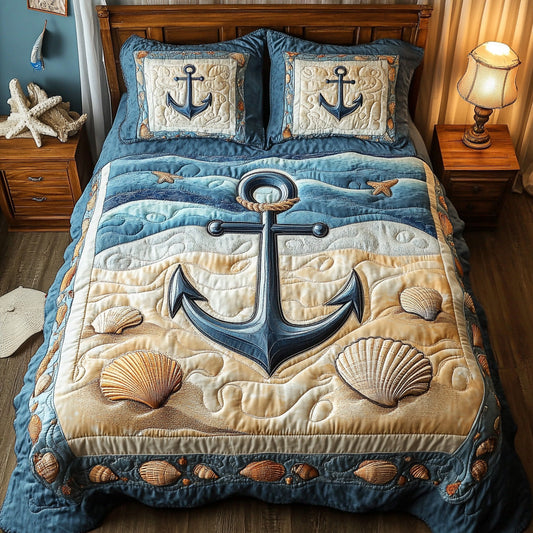 Nautical Anchor 3-Piece Quilted Bedding Set GFTOTL2773
