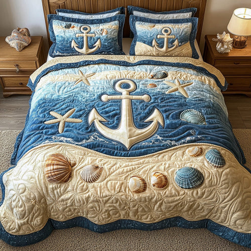 Nautical Anchor 3-Piece Quilted Bedding Set GFTOTL2774