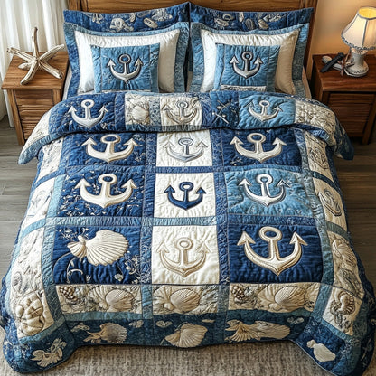 Nautical Anchor 3-Piece Quilted Bedding Set GFTOTL2783