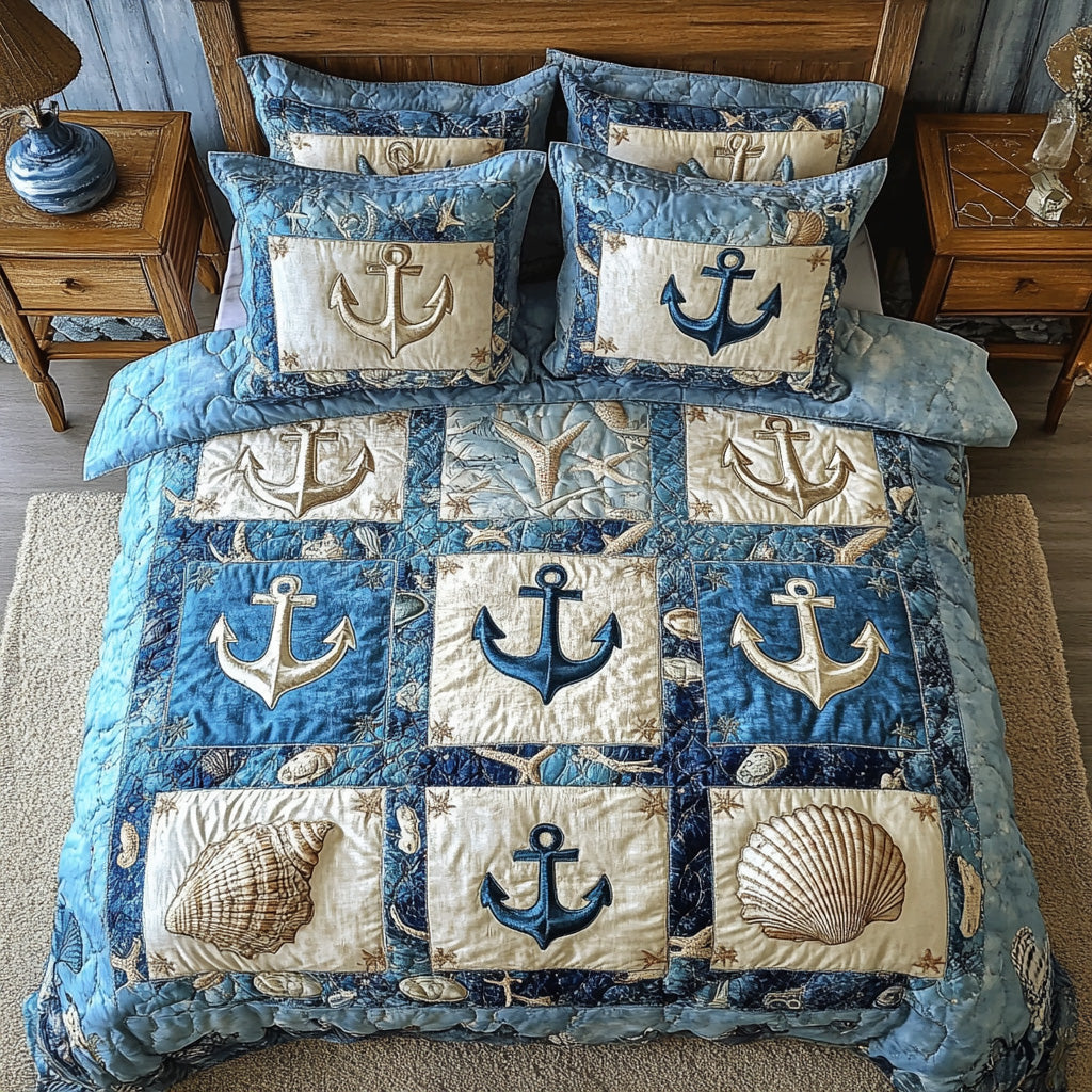 Nautical Anchor 3-Piece Quilted Bedding Set GFTOTL2784