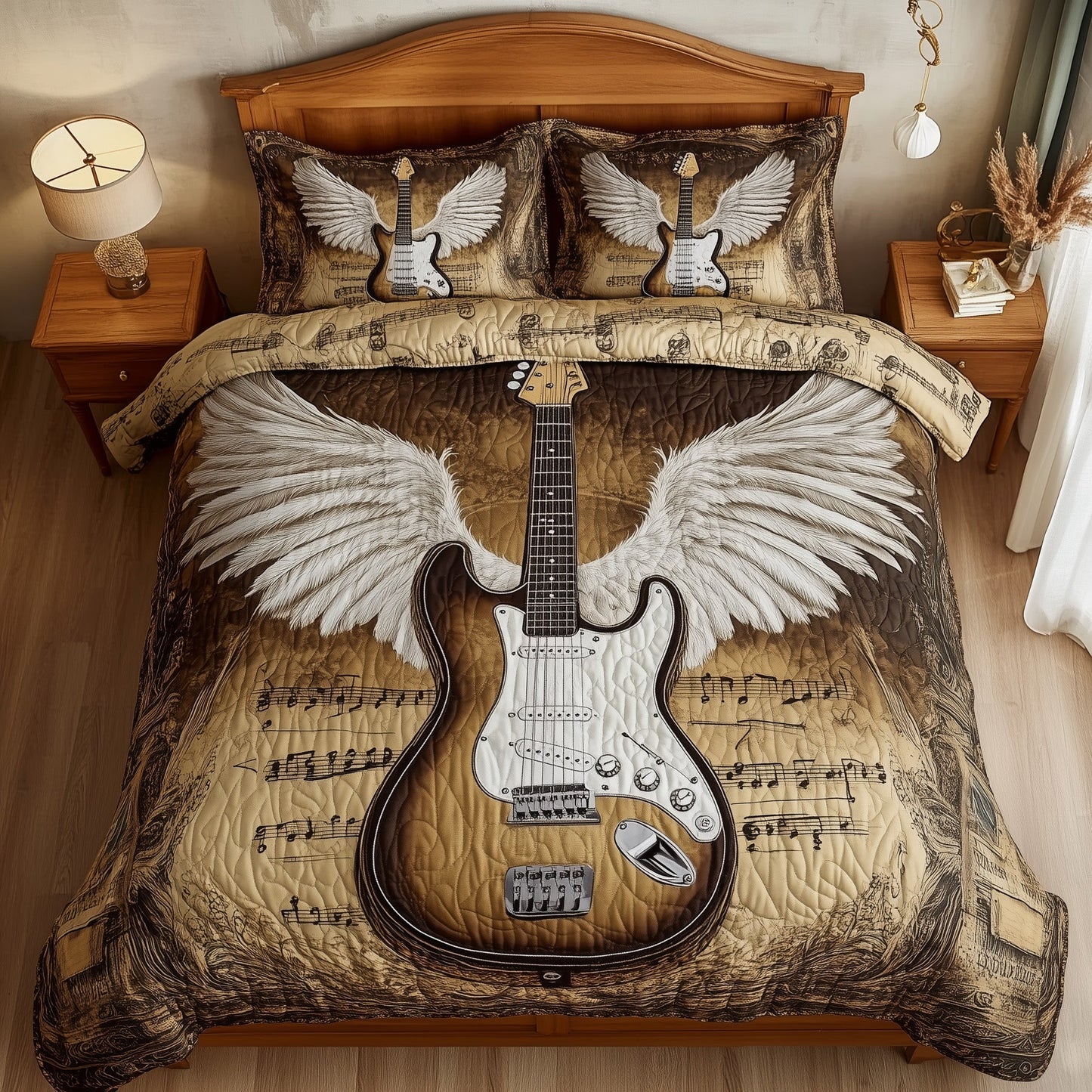 Angle Guitar 3-Piece Quilted Bedding Set GFTOTL3245