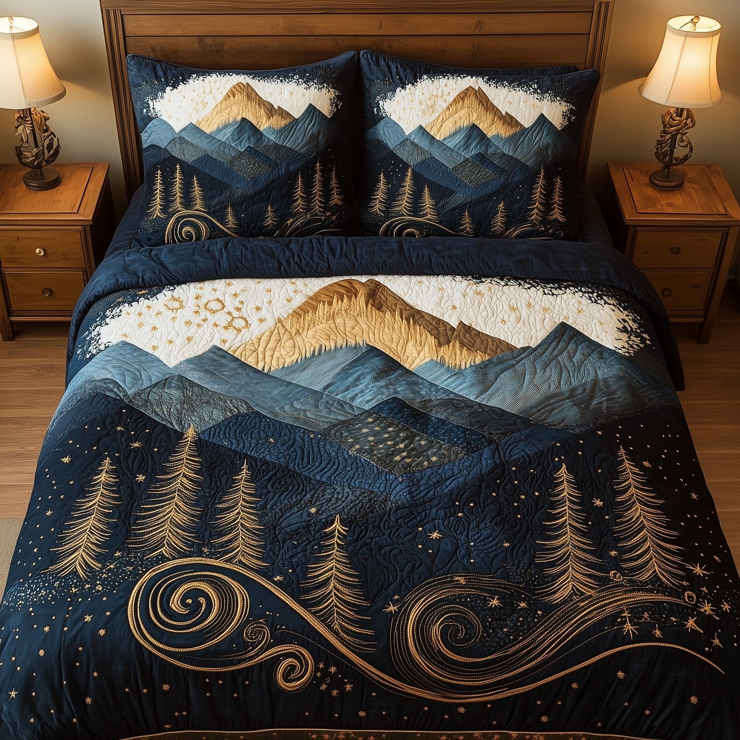 Misty Pine Forest 3-Piece Quilted Bedding Set GFTOTL3367