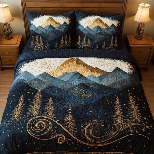 Misty Pine Forest 3-Piece Quilted Bedding Set GFTOTL3367