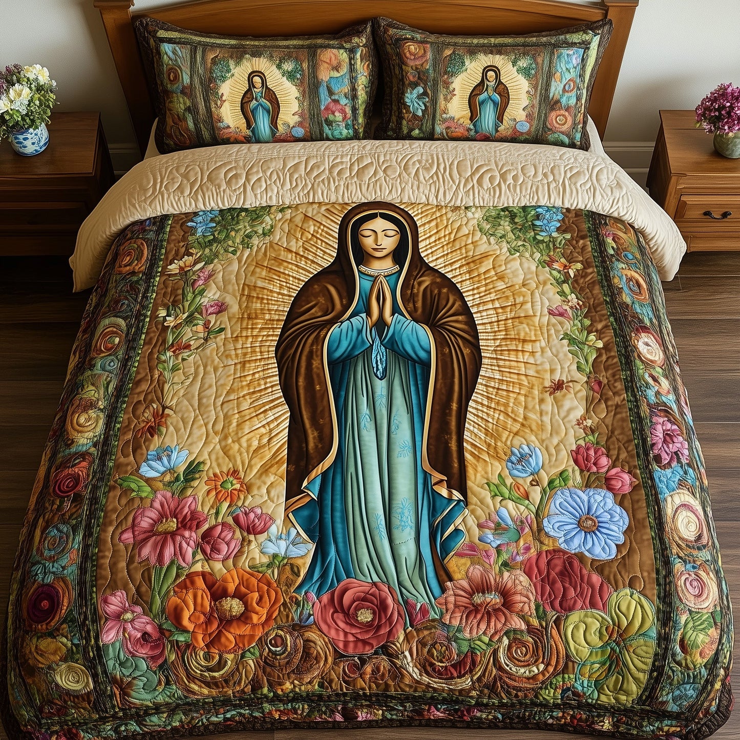 Virgen De Guadalupe 3-Piece Quilted Bedding Set GFTOTL3394