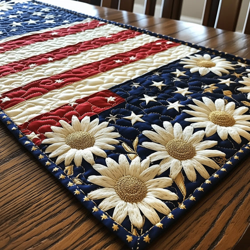 Flag and Flowers Quilted Table Runner GFTOTL3695