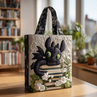 Book Dragon Quilted Tote Bag GFTOTL4014