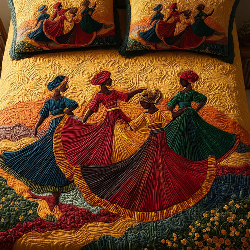 Traditional Dancing 3-Piece Quilted Bedding Set GFTOTL4129