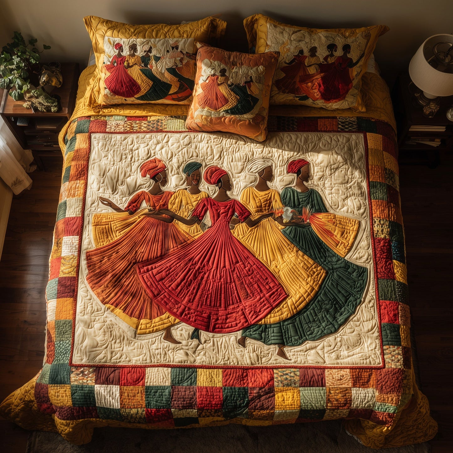 Traditional Dancing 3-Piece Quilted Bedding Set GFTOTL4130