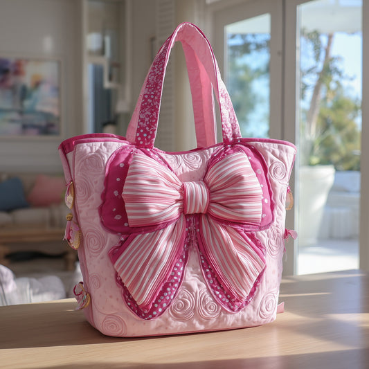 Pink Bow Quilted Tote Bag GFTOTL4260