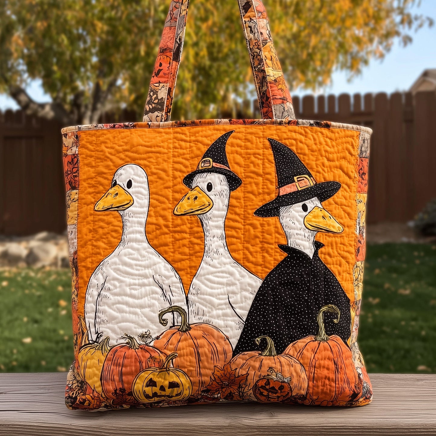 Boo Ghost Goose Quilted Tote Bag GFTOTL4367