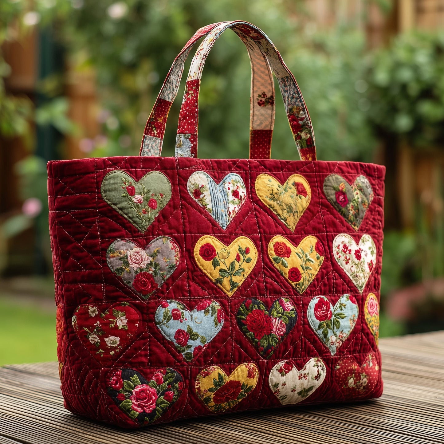 Blooming Heart Quilted Tote Bag GFTOTL4382