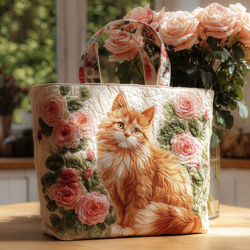 Cat and Rose Quilted Tote Bag GFTOTL4404