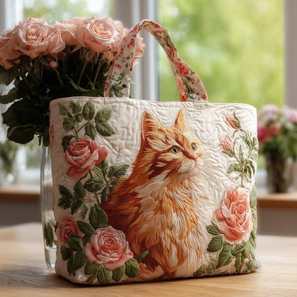 Cat and Rose Quilted Tote Bag GFTOTL4405