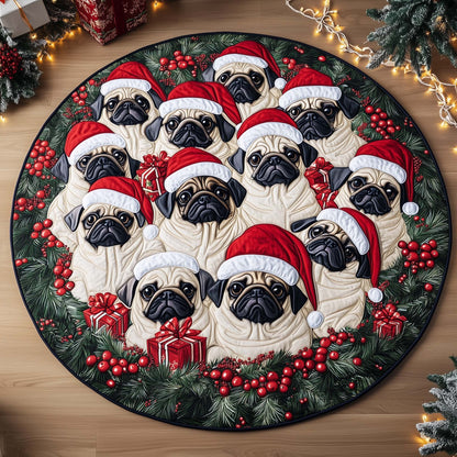 Pug Holiday Quilted Round Mat GFTOTL5136