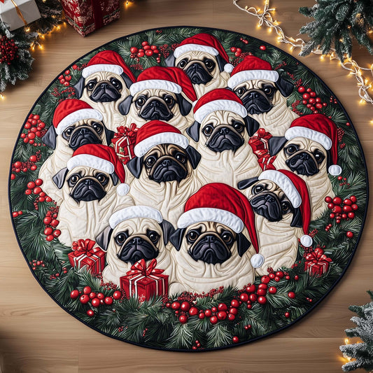Pug Holiday Quilted Round Mat GFTOTL5136