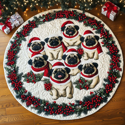 Pug Holiday Quilted Round Mat GFTOTL5137