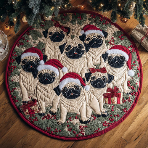 Pug Holiday Quilted Round Mat GFTOTL5139