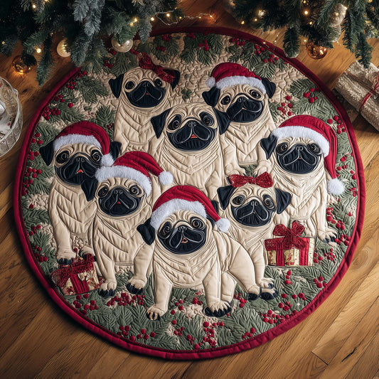 Pug Holiday Quilted Round Mat GFTOTL5139
