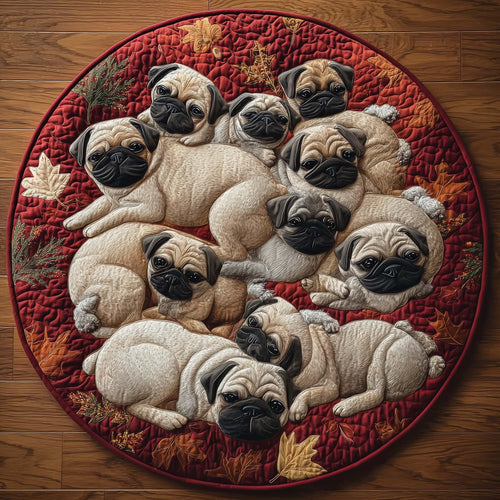 Cozy Pug Quilted Round Mat GFTOTL5141