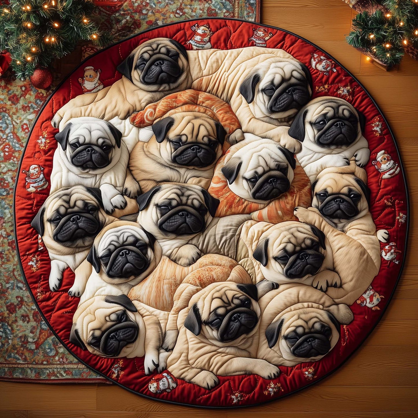Cozy Pug Quilted Round Mat GFTOTL5142