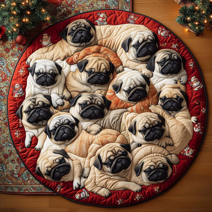 Cozy Pug Quilted Round Mat GFTOTL5142