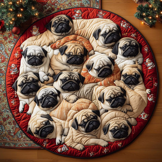 Cozy Pug Quilted Round Mat GFTOTL5142